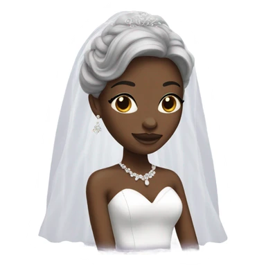Black lady with long hair in a wedding dress sticker