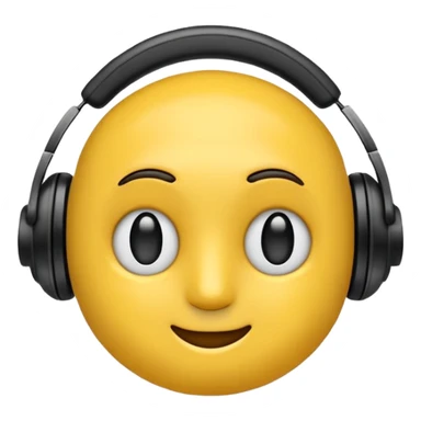 Ein gelber runder Emoji. Augen geslossen. Total im moment. Glpcklich, leichtes lächeln. Verträumt. Leichtigkeit. Freiheit. Overearkopfkörer auf und im hintergrund leichte muster die erkennen lassen dass techno läuft sticker