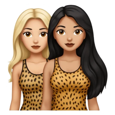 Tan Latina woman with long black hair chubby and dark skinned woman with long blonde hair slim thick in cheetah top sexy sticker