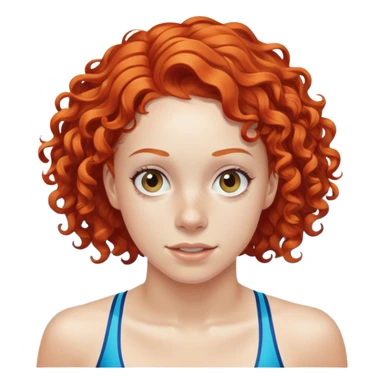 thin 18-year-old white female athlete swimmer with curly red hair about to enter a pool sticker