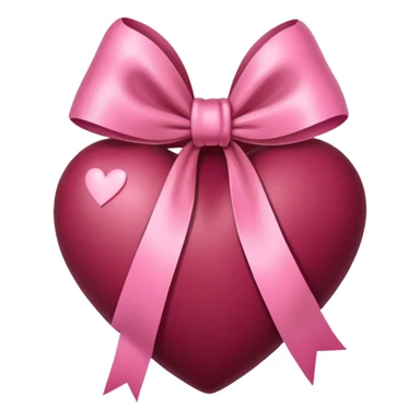 Burgundy heart with a pink bow in the middle sticker