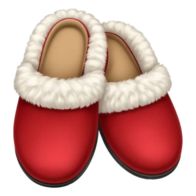 red slippers with fur sticker