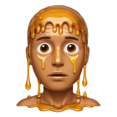 man coved in melting plastic sticker