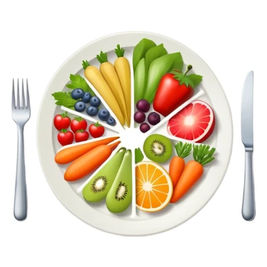 healthy food plate with fruits and vegetables sticker