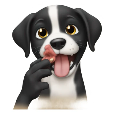 Black lab puppy biting a hand. Make sure dog had hand in mouth  sticker