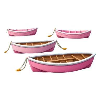 calm coastal harbor with small pink boats, wooden docks, gentle pink waves, beach, no industrial items, soft shadows, rounded edges, in Apple iOS emoji style sticker