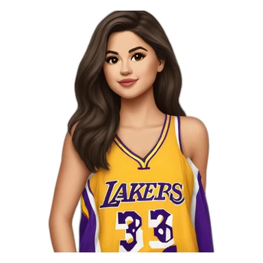 selena gomez wearing lakers jersey sticker