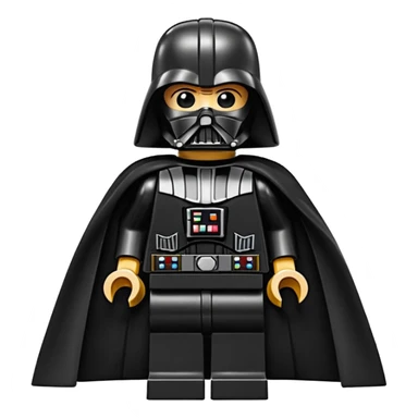 Darth Vader as a LEGO minifigure standing with cape sticker