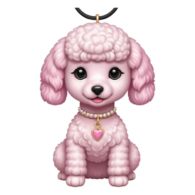Mini poodle wearing a pink dog necklace  sticker