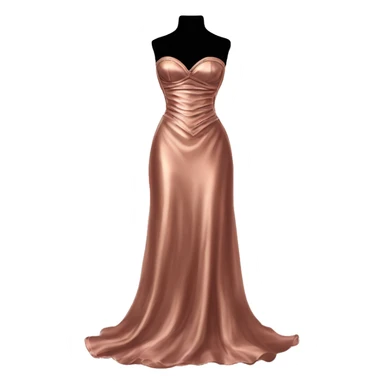 Realistic rose gold silk maxi dress isolated with a tight corset. No person, just a dress sticker