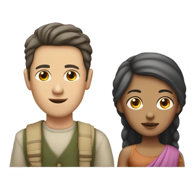 White man with no eyebrows with Bengali girl  sticker