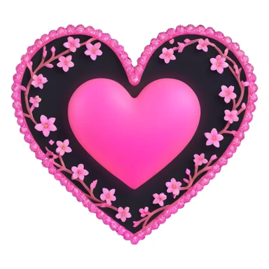 goth sakura black heart with glowing pink outline and magical sparkles sticker