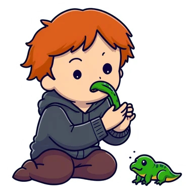 Ron Weasley with ginger hair vomiting green slugs sticker