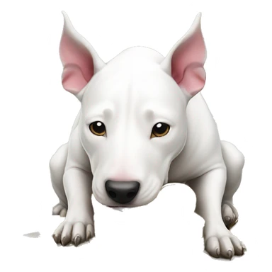 White bull terrier burying money  sticker