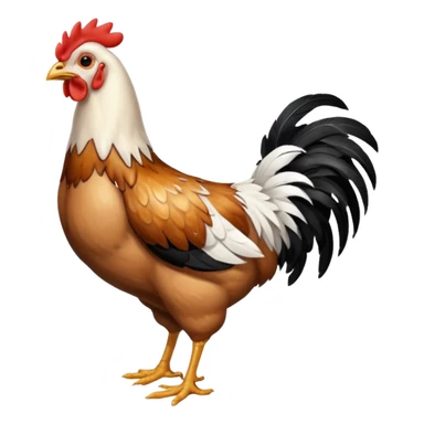 chicken with body covered every feathers is a mix of black and white color, full body   sticker