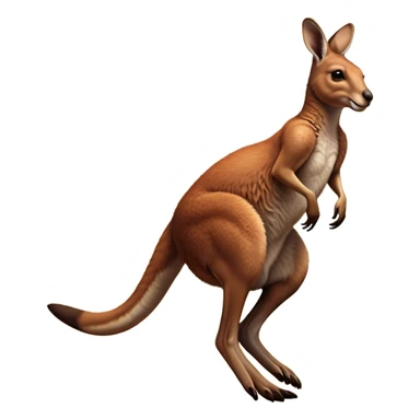 Full-body Australian Kangaroo – Cinematic-realistic Australian kangaroo, jumping with powerful hind legs and a muscular tail for balance. Its reddish-brown fur glows under the golden sunlight, ears perked and eyes alert.  sticker