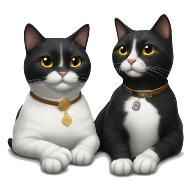 black cat and white tabby cat sitting next to each other smoking a cigar sticker