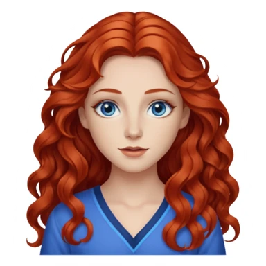 Chappell Roan (b.1998) with red long wavy hair, makeup, blue eyes sticker