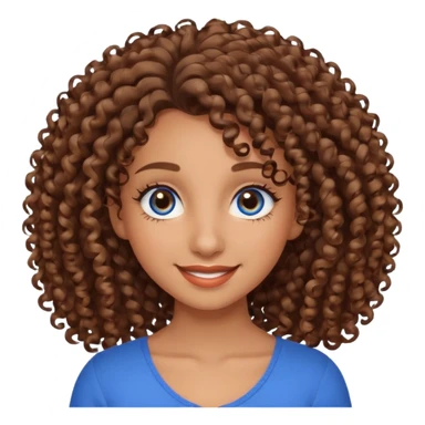 Can you make a pretty girl with long lashes brown eyes curly hair big nose with brown skin and have two different eye color  one blue and the other eye color brown please let me also see the half of her body sticker