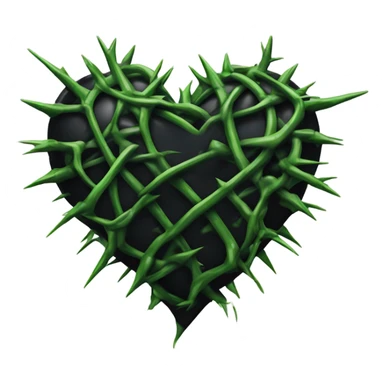 Black heart with green thorns wrapped around it sticker