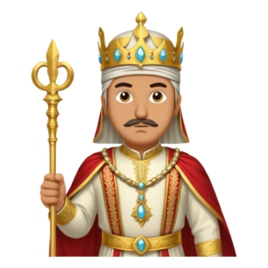 ancient Seljuk sultan, Turkish empire, ceremonial dress, detailed embroidery, holding a scepter, powerful stance sticker