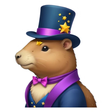 A Galaxy capybara with a tophat sticker