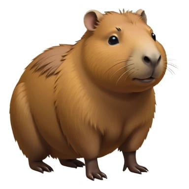 cinematic-capybara-realistic-full-body-on-all-fours-emoji,-plump-and-relaxed-body-soaking-in-the-warm-sun,-short-brown-fur-slightly-ruffled,-head-tilted-dramatically,-calm-expressive-eyes-exuding-serene-wisdom,-simplified-yet-realistic staring at the camera ina. comical way sticker