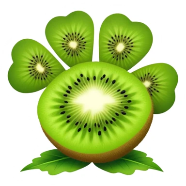 a four-leaf clover with a kiwi fruit sticker