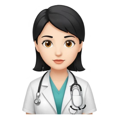 female white physician with black hair and brown eyes sticker