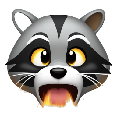 angry annoying raccoon with sparks sticker