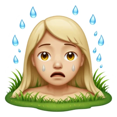 A person melting into the grass And crying  sticker
