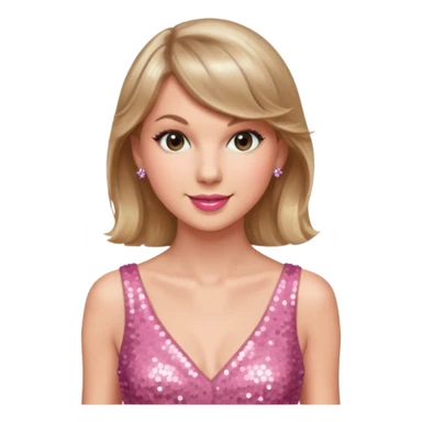 Taylor Swift smile in a sparkling pink dress sticker