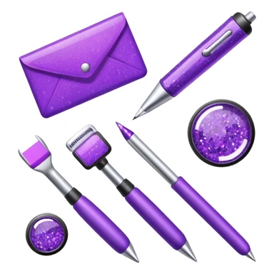 Purple Glitter office tools sticker