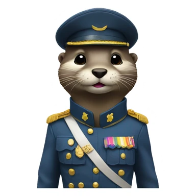 An otter soldier in a rainbow uniform saluting sticker
