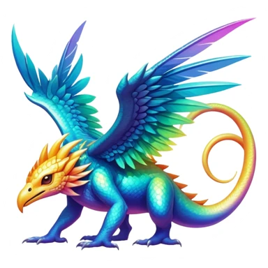Epic shiny tropical divine legendary complex detailed iridescent gradients aesthetic-Fakémon-creature-scenery sticker