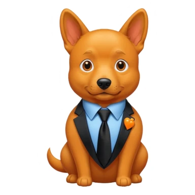 orange dog with black tie,blue shirt sticker