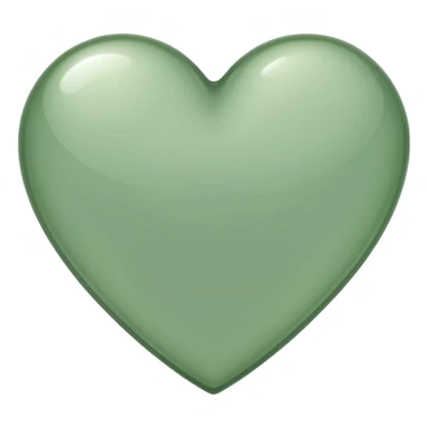 sage green heart with transparent bg without highlights, more thin and narrow, basically like this 🩷 shape sticker