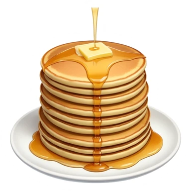 Stack of pancakes with maple syrup and butter sticker
