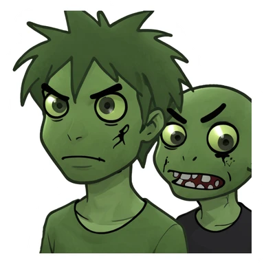 boy zombie with black hair edgar and emo sticker