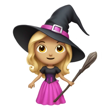 Witch with blond hair, magic wand and pink dress  sticker