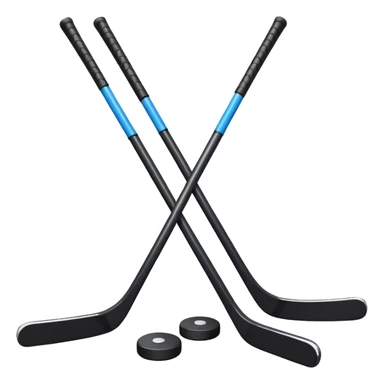 two hockey sticks crossing and a puck like the original apple hockey stick emoji sticker