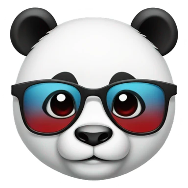 a panda wearing blue star glasses and red lipstick sticker