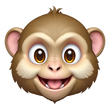 Cinematic Adorably Mischievous Macaque Portrait Emoji, Head tilted in a playful wink with an exaggerated, cheeky grin and a slightly raised eyebrow, featuring a compact, nimble build with fluffy fur and round, twinkling eyes brimming with mischief, Simplified yet irresistibly endearing features, highly detailed, glowing with a bright, joyful radiance, high shine, lively and quirky, stylized with an air of whimsical primate fun, soft glowing outline, capturing the essence of a mischievous macaque that seems ready to pull a playful face and scamper into your heart! sticker