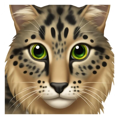 A long-haired hawksbill cat with green eyes and a small black spot on the right side of its snout sticker