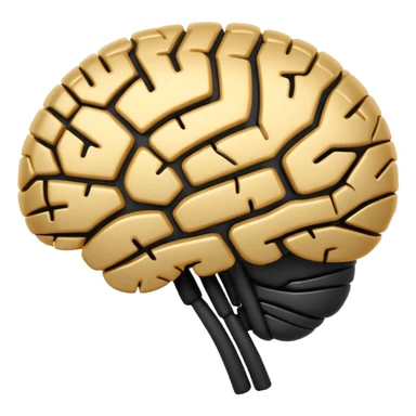 Futuristic AI brain emoji, simplified brain silhouette, metallic black and white, glowing neural lines inside, flat vector design, minimal clean style

 sticker