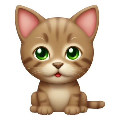 Little brown kitten with green eyes and a small red heart near his mouth   sticker