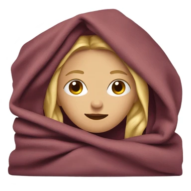 Blonde lady wrapped with a burgundy blanket  sticker
