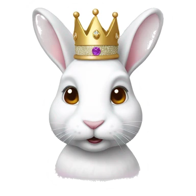 White rabbit with a glitter crown  sticker