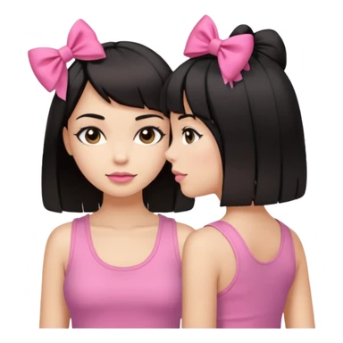 chica morena clara, corte de cabello negro y medio, con una blusa de tirantes simple, rosa y coquette sticker