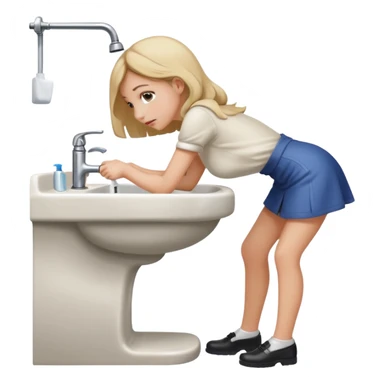 Girl bent over bathroom sink sticker